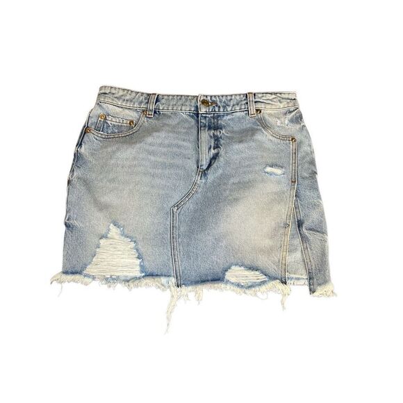 Revolve SER.O.YA Skirt Womens Size 25 Skylight Zuri Micro Mini Distressed Denim - Picture 3 of 13